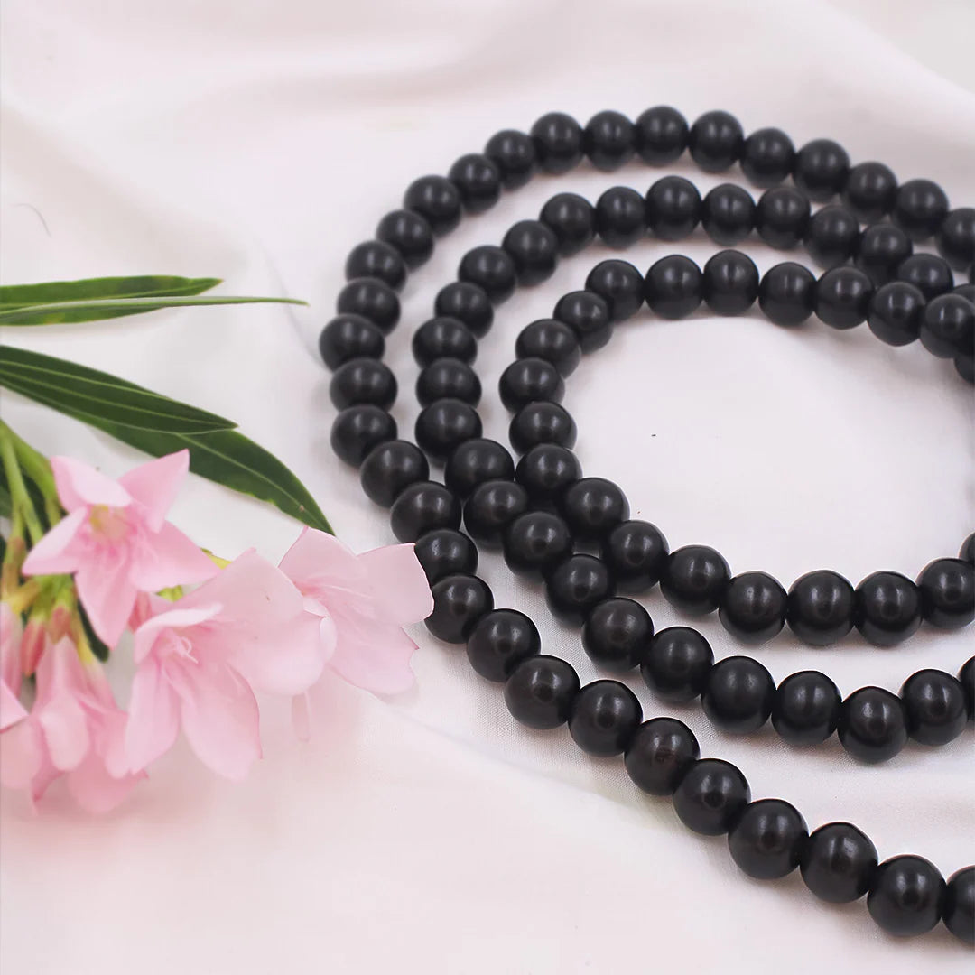 Rudra Vedaksha Original Karungali Malai with Silver cap 54-Beads  with Govt. Certification